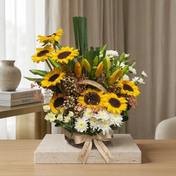 Sunflower in English Garden Basket