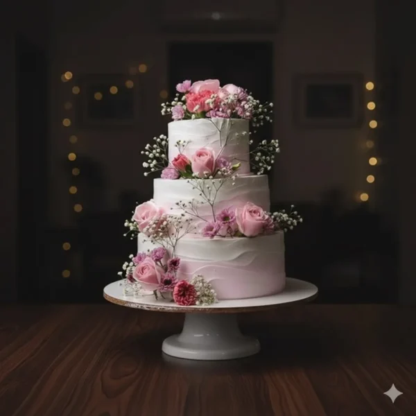 3 -Tier Designer Flower Theme Cake