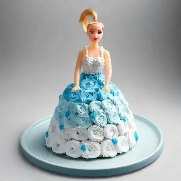 Blue theme barbie cake
