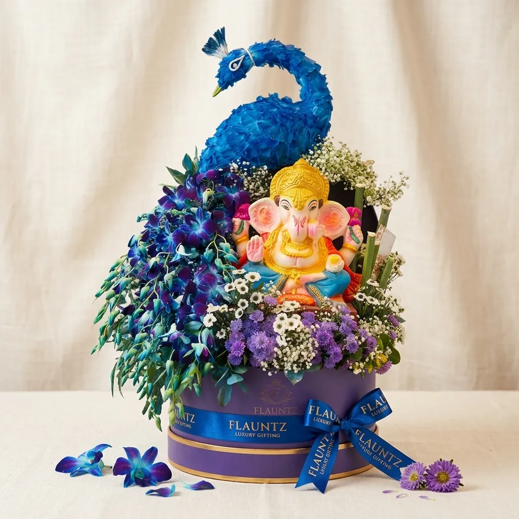 FLG122 Peacok Theme Design with Ganesh ji - Image 1