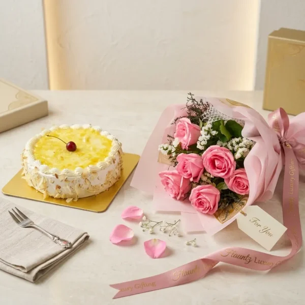 Pineapple & Roses Bunch Combo