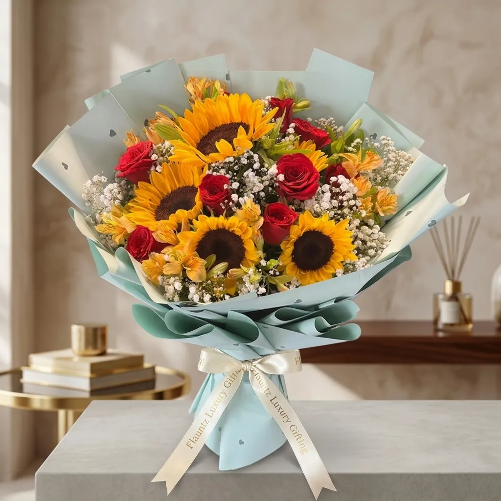 FLG23 Sunflower & Rose's Bunch - Image 1