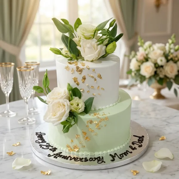2-Tier Pineapple Cake with Fresh Flower