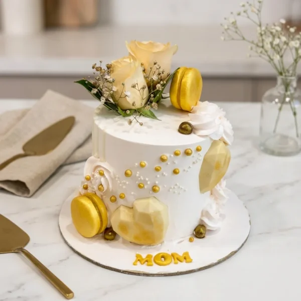 Butterscoth Cake with Rose & Macron