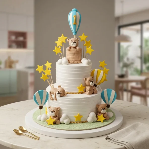 2-Tier with Teddy Kid's Cake