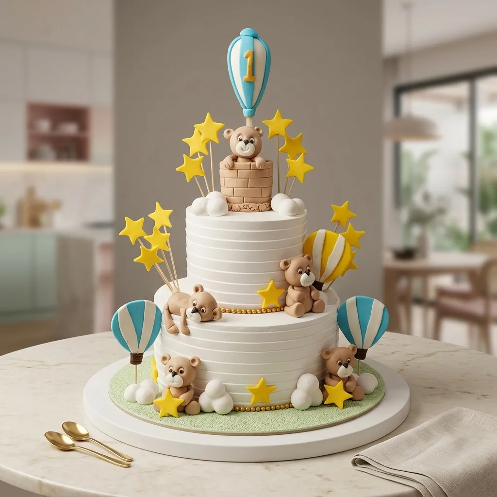 FLG255 2-Tier with Teddy Kid's Cake - Image 1