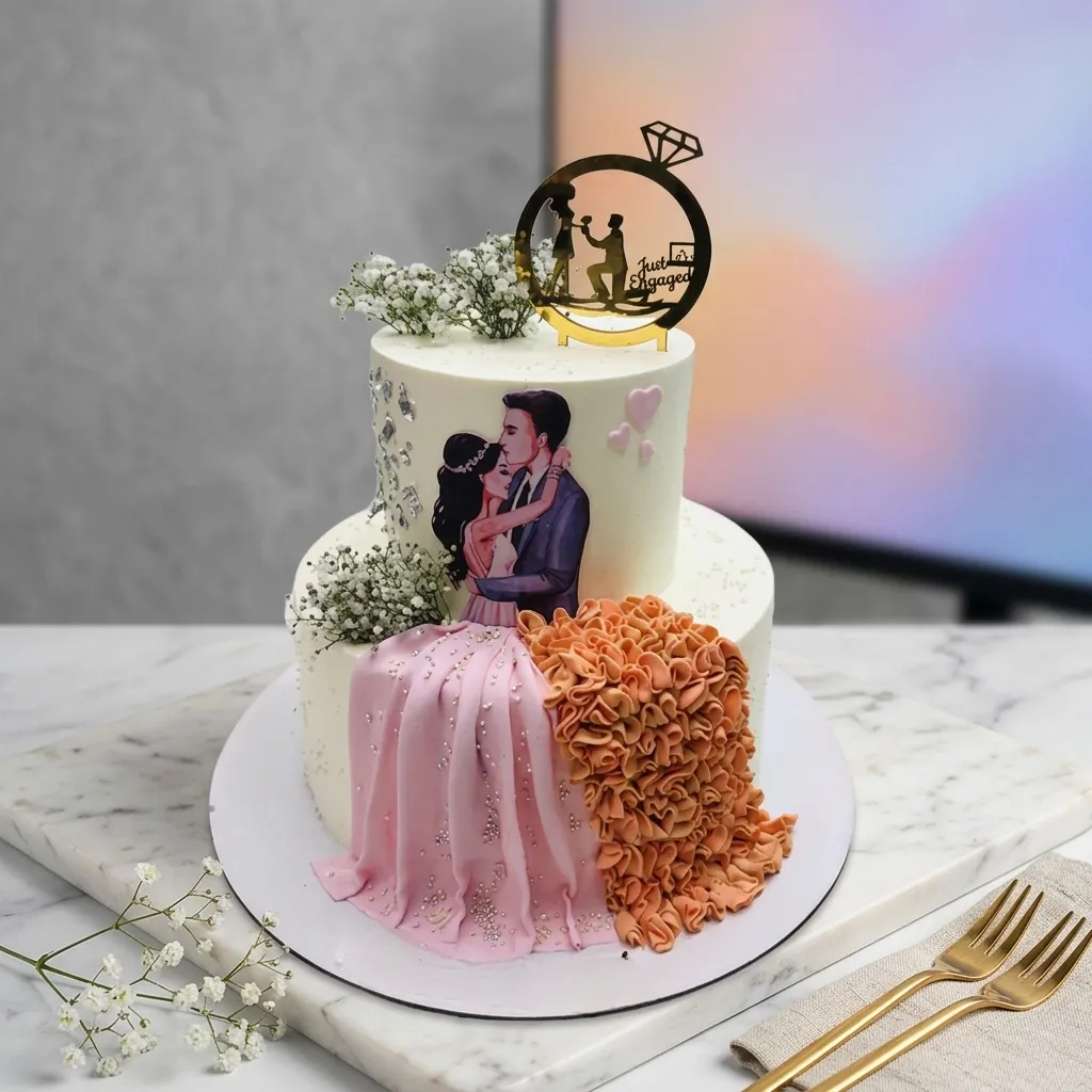 FLG266 Bride & Groom Theme Cake - Image 1