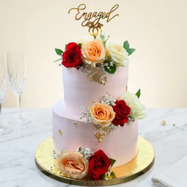 2 -Tier Designer Cake with Fresh Roses
