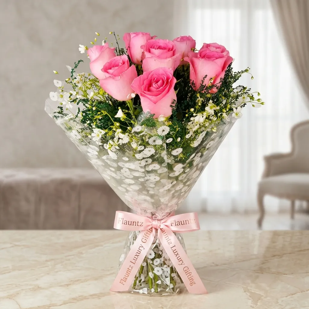 FLG29 Pink Rose Bunch - Image 1