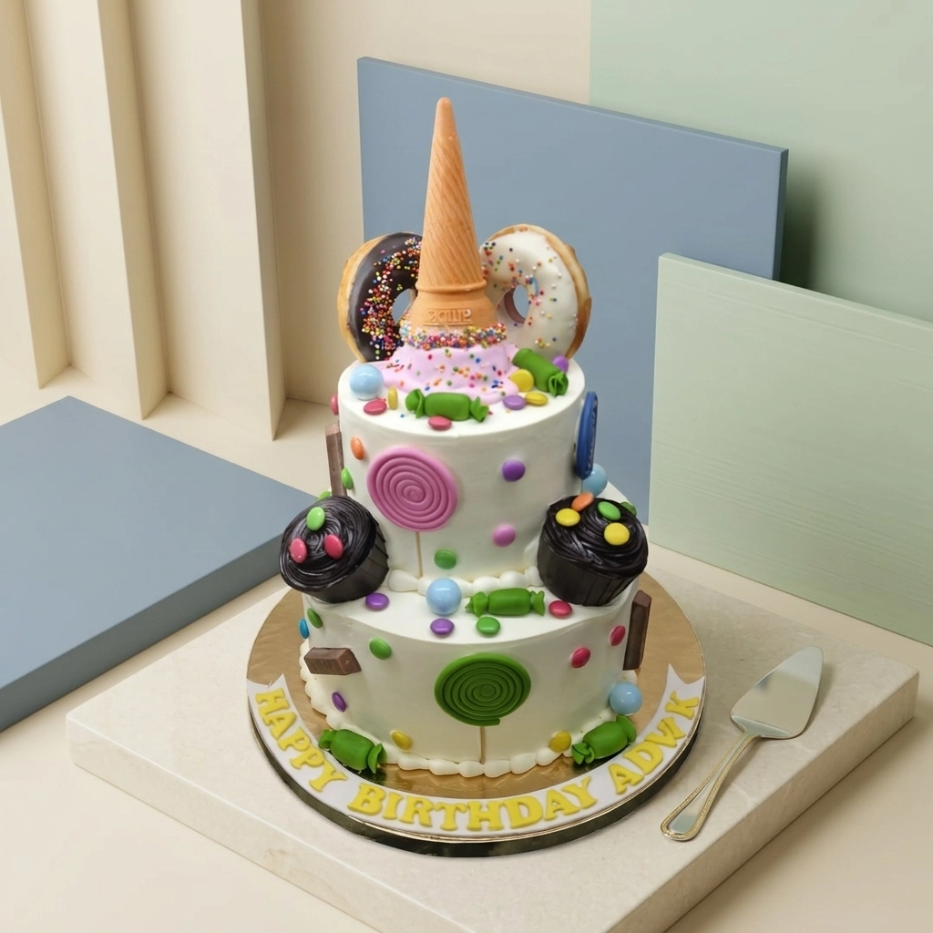 FLG295 2- Tier Pineapple Cake Donut & Icecream Cake - Image 1
