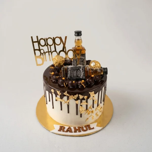 Chocolate Theme Cake Topped with Jack Daniel