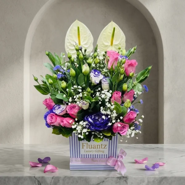 Pink & White Theme Mix Flower in Box