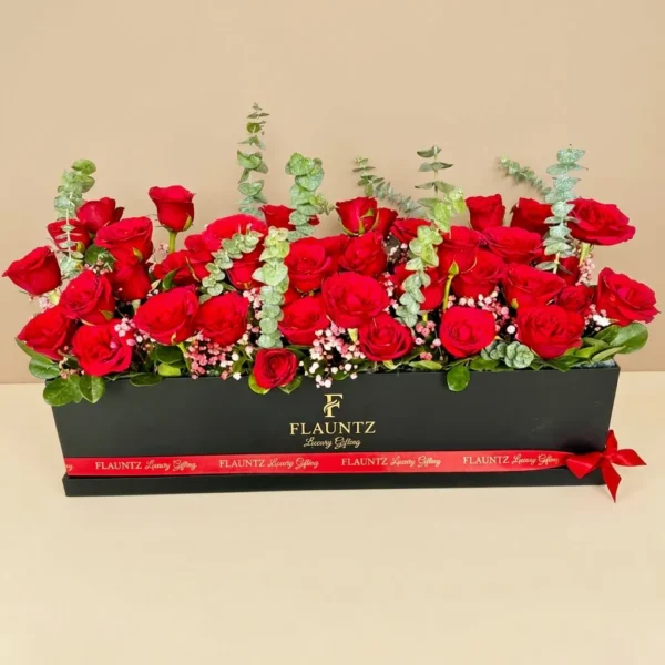 Red Rose's with Silver Dollar in Big Box