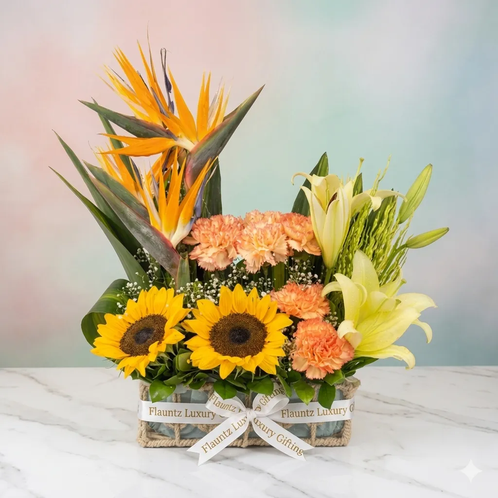 FLG45 Mix Flower Jute Basket - Image 1