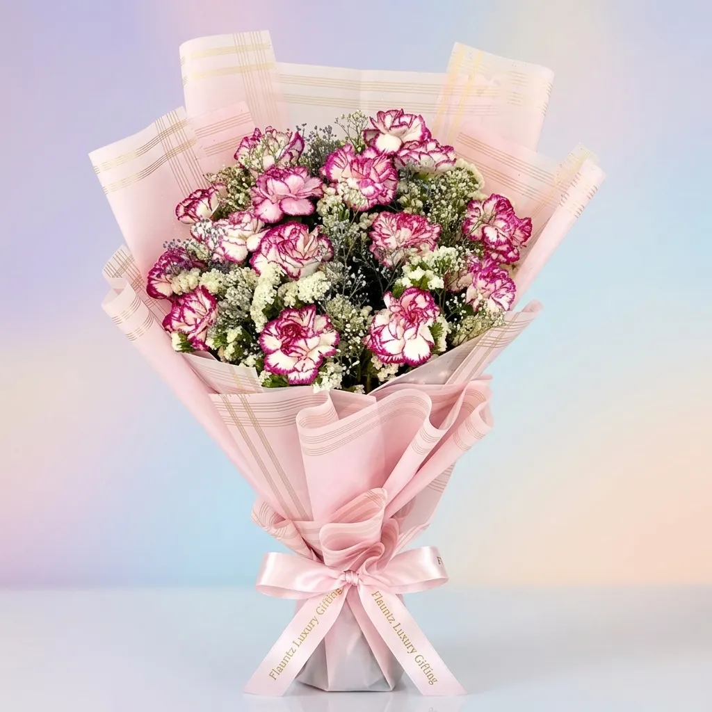 FLG52 Purple Shadded Carnation Bunch - Image 1