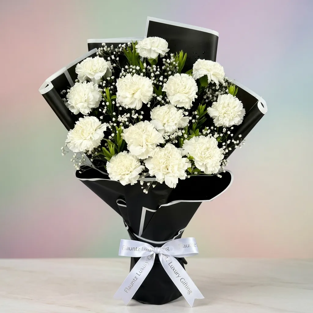 FLG54 White Carnation Bunch - Image 1
