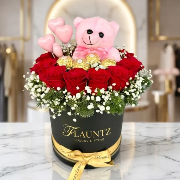 Combo of Rose, Teddy & Rocher in Box