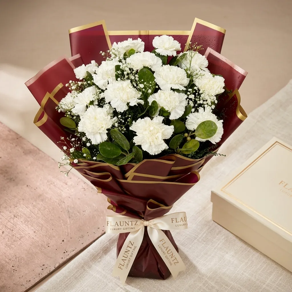 FLG71 White Carnation Bunch - Image 1