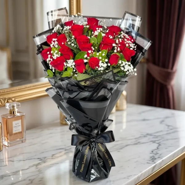 Red Rose Black PP Bunch