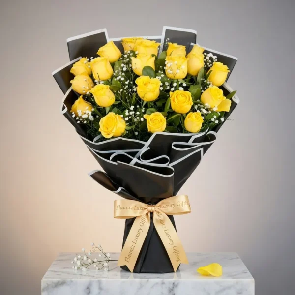 Yellow Rose Black PP Bunch