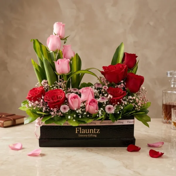 Red & Pink Rose in Box