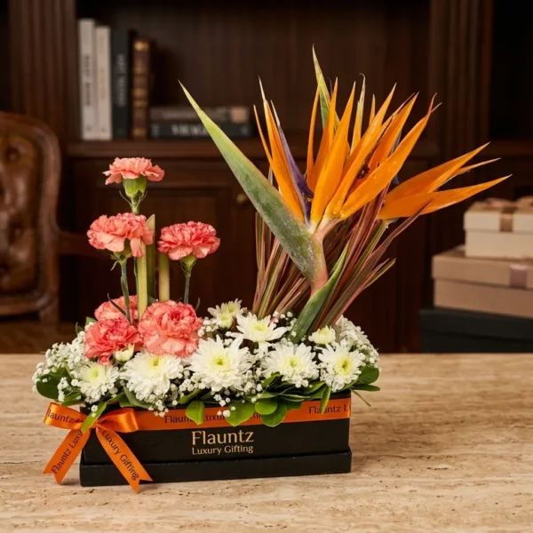 Bird of Paradise with Carnation in Box