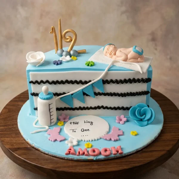 1/2 Blue Boy Theme Kid's Cake