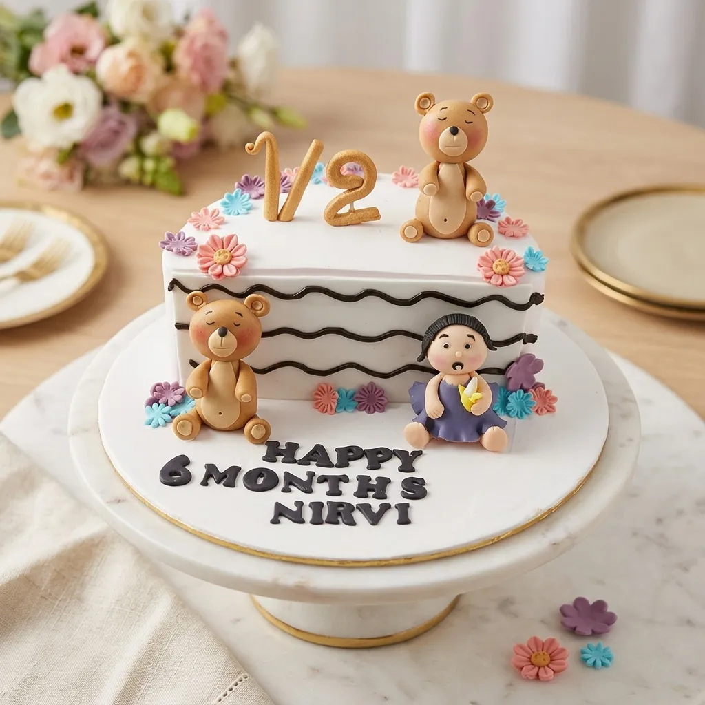 FLG98 1/2 White Theme Kid's Cake - Image 1