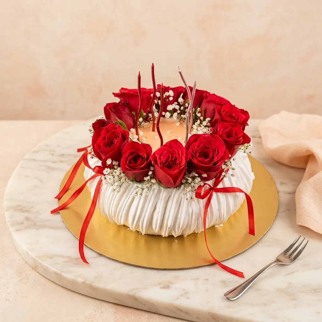 pr_14_Jul_2026_FLG149 Designer Fresh Flower Rose Theme Cake - Image 1