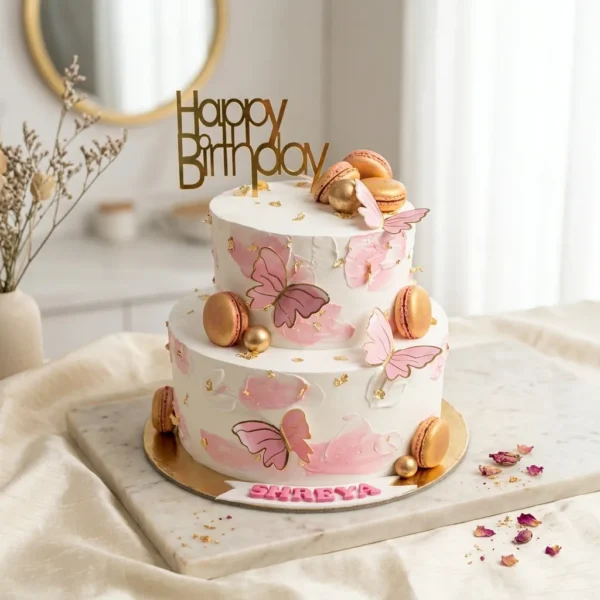 2-Tier Pink Theme Cake