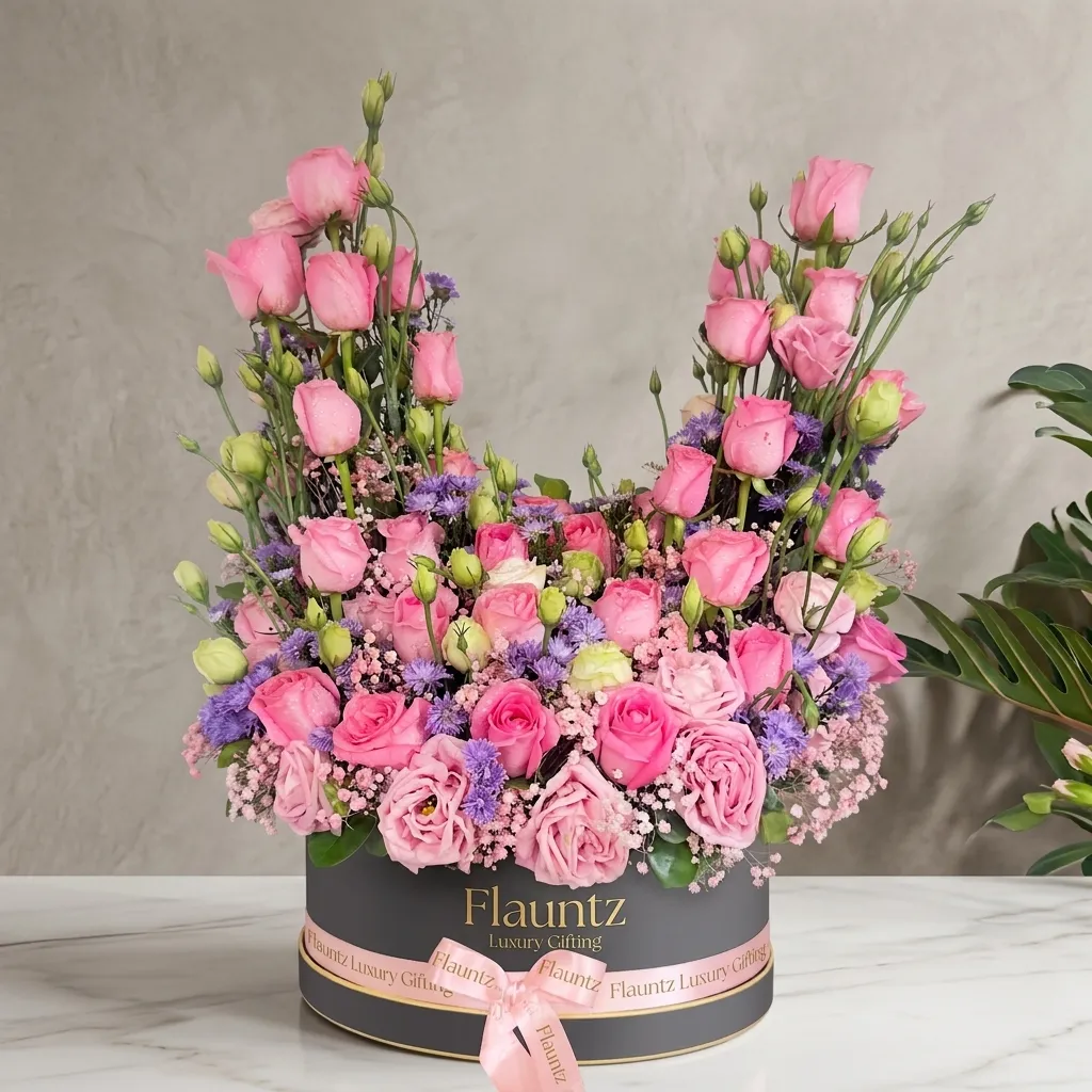 pr_14_Jul_2026_FLG157 Pink Theme Mix Roses in Box - Image 1
