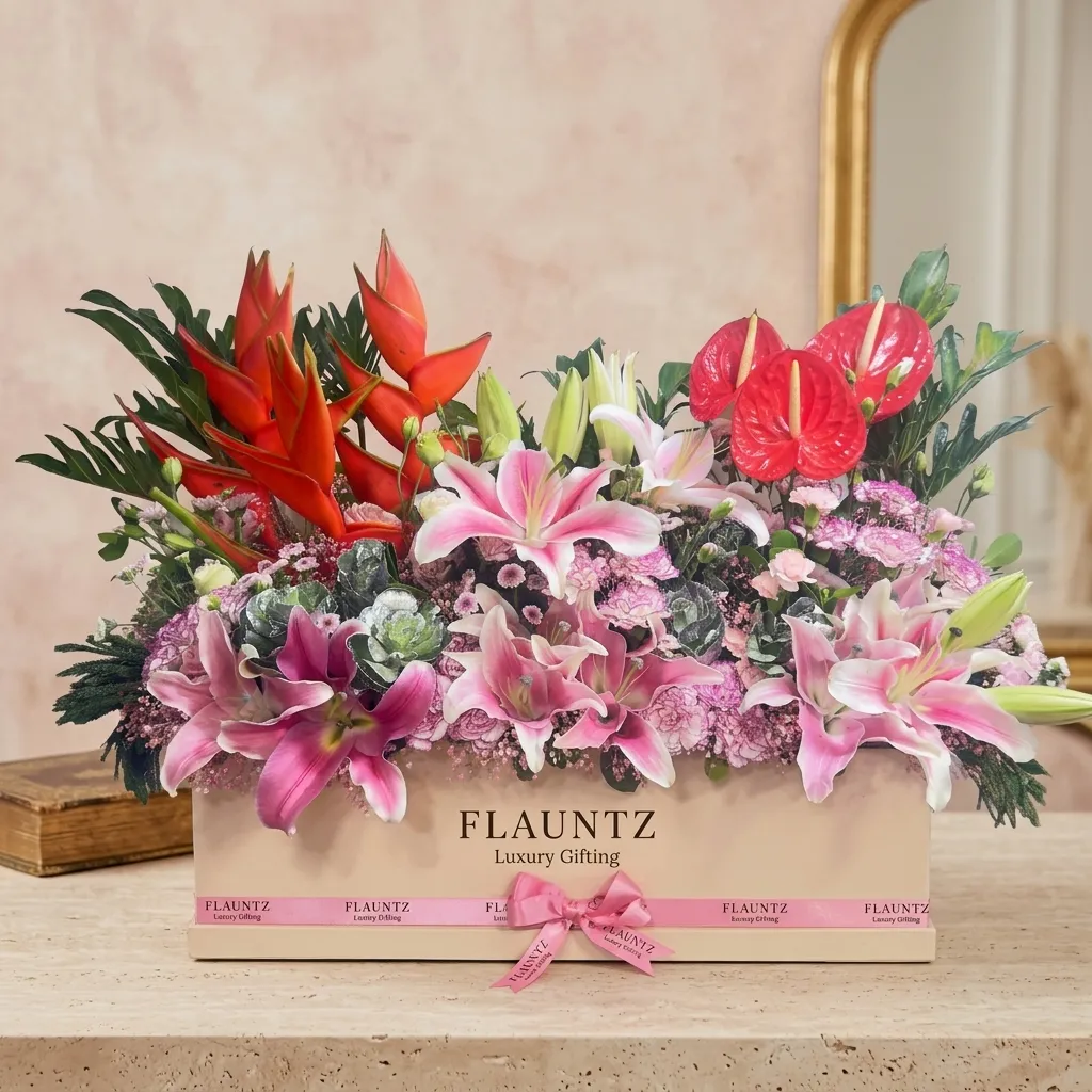 pr_14_Jul_2026_FLG158 Luxury Box of Mix Exotic Fresh Flowers - Image 1
