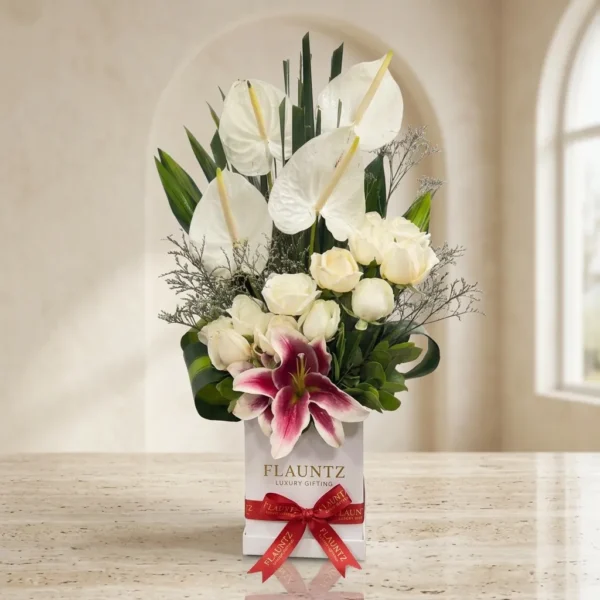 White Theme Mix Flower Box