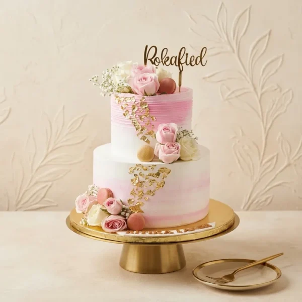 2 -Tier Designer Cake with Fresh Roses