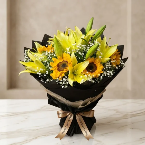 Sunflower & Lille Exotic Mix Flower Bunch