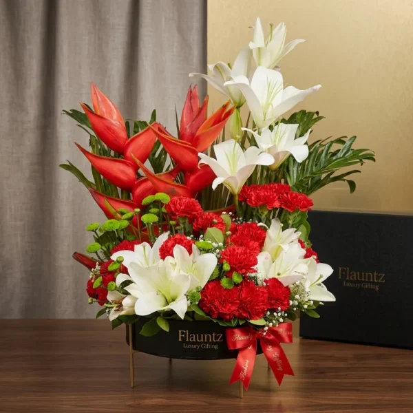 Metal Base with Mix Exotic Flowers