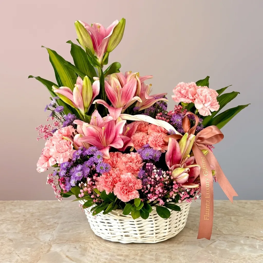 pr_14_Jul_2026_FLG197 Exotic Mix Flowers in Basket - Image 1