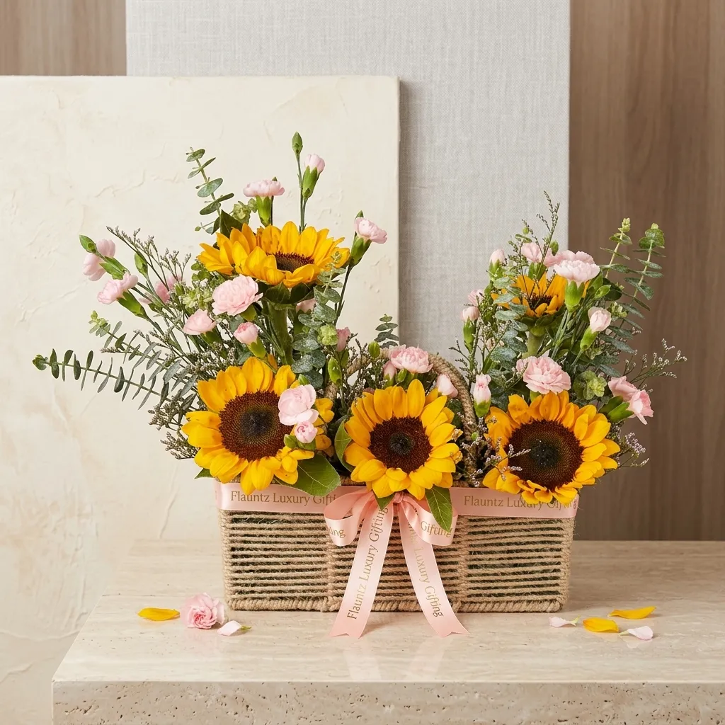 pr_14_Jul_2026_FLG205 Sunflowers in Jute Basket - Image 1
