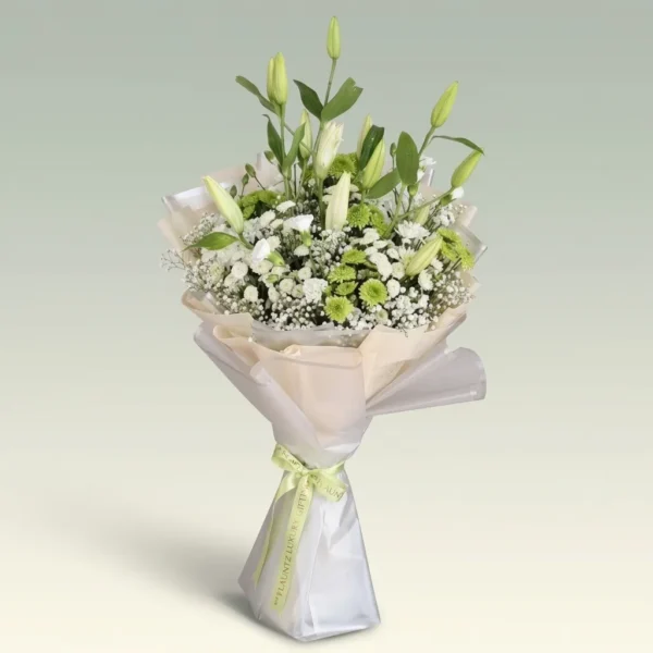White Lille & Green Daisy Bunch