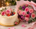 Cake with Flower Bouquet