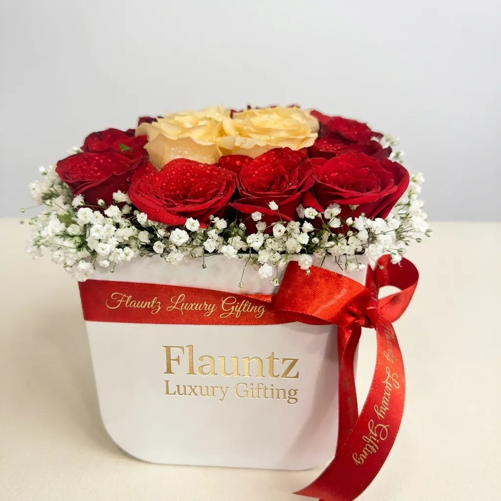 pr_10_Aug_2026_FLG361 Red And Yellow Rose Flower Box - Image 1