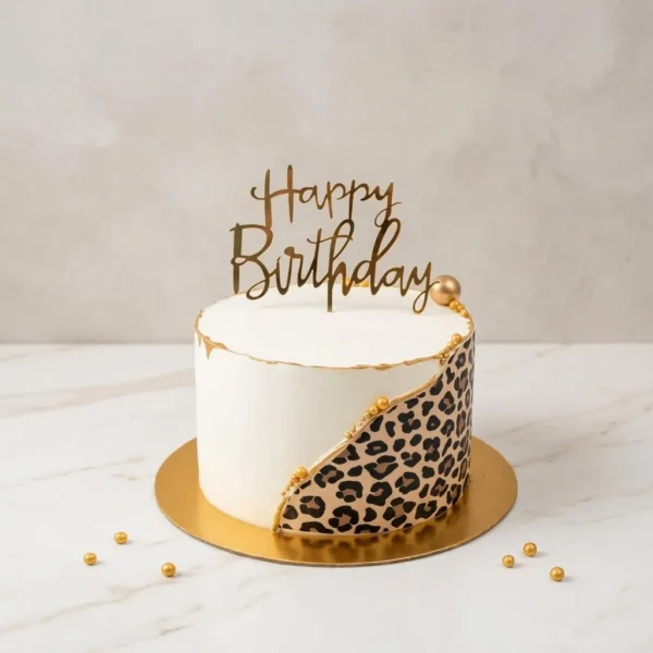 Gold Leopard Print Birthday Cake