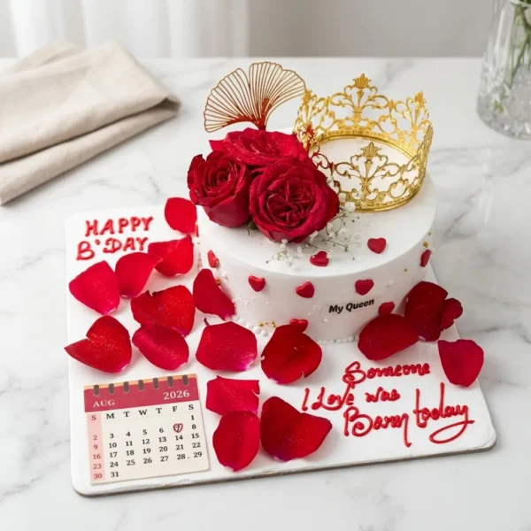 Red Rose Crown Birthday Cake