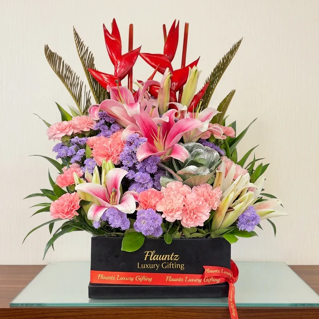 pr_10_Aug_2026_FLG376 Vibrant Tropical Flower Box - Image 1
