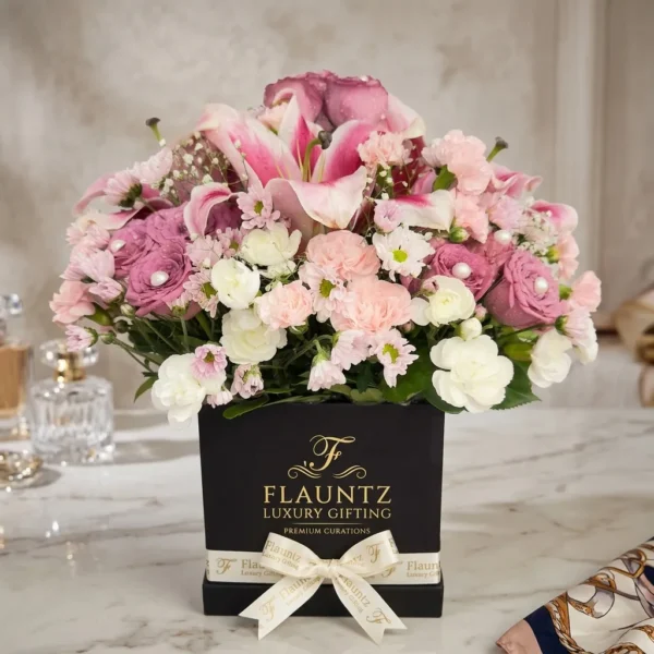 Pink Rose Lily Flower Box