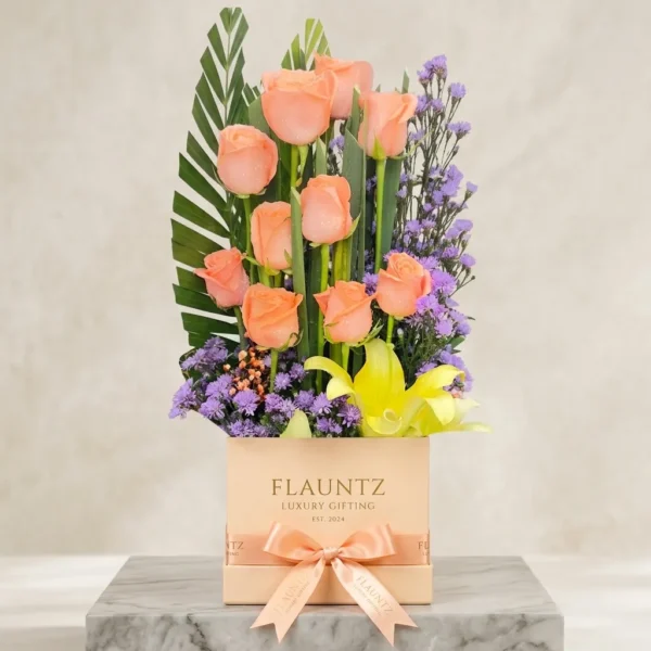 Peach Rose Luxury Flower Box