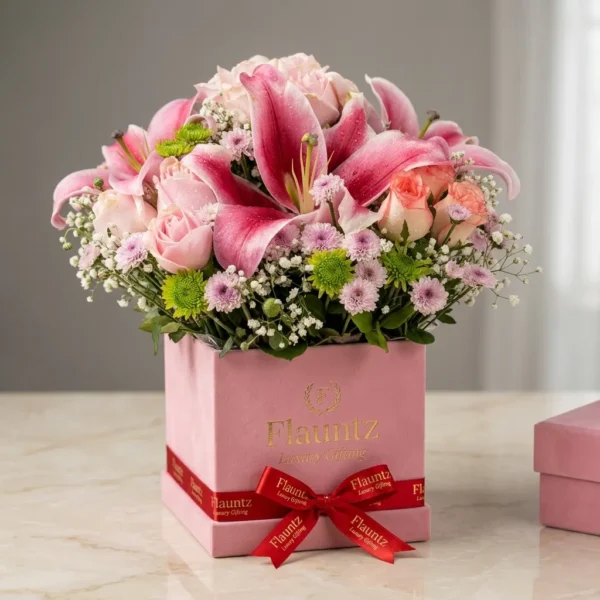 Pink Lily And Rose Box