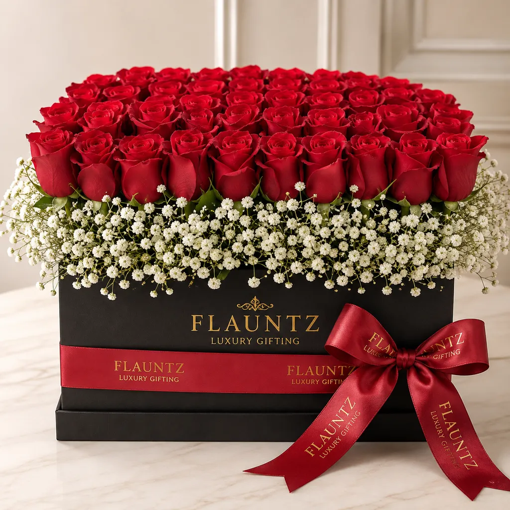 pr_10_Aug_2026_FLG388 Red Rose Luxury Flower Box - Image 1