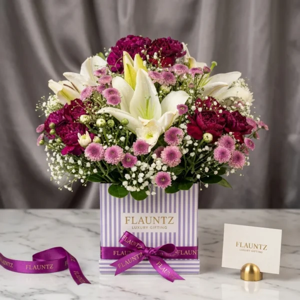 Purple And White Flower Box