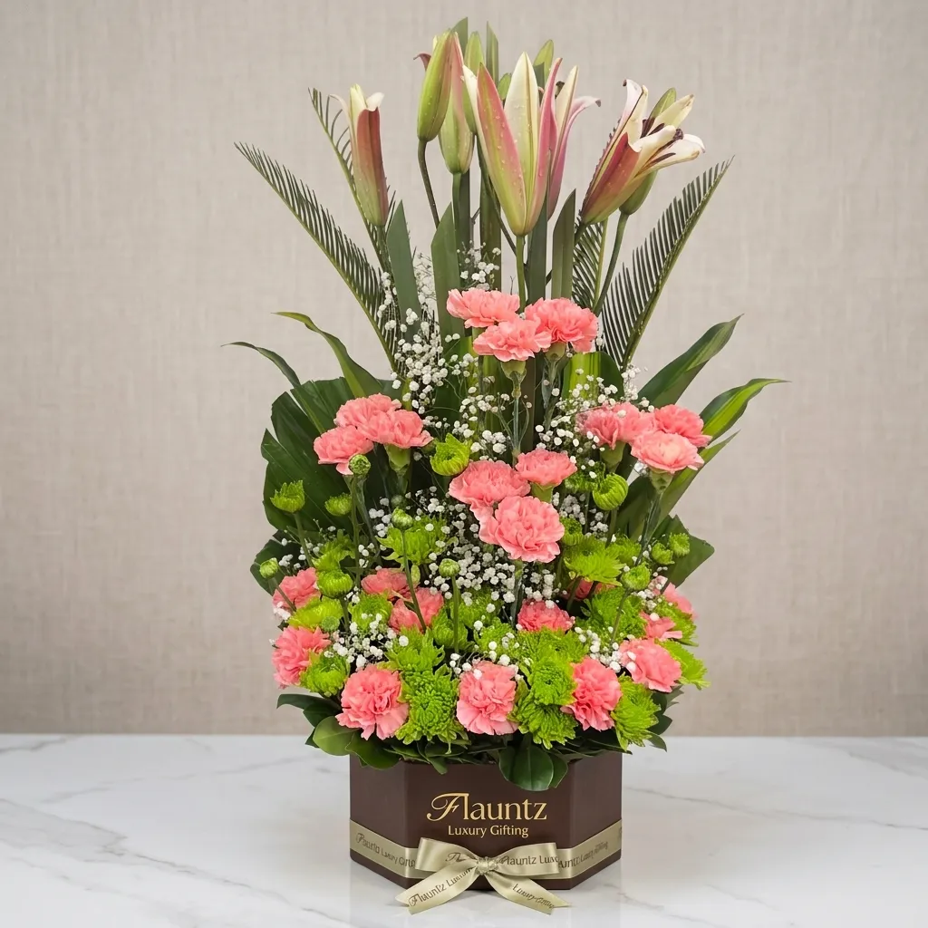 pr_11_Aug_2026_FLG403 Pink Lily Floral Arrangement - Image 1